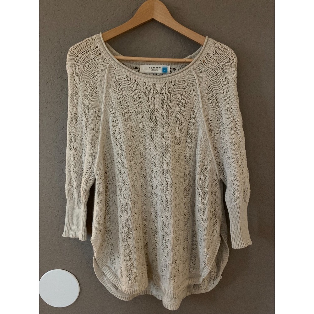 Crochet Knit Beige Sweater